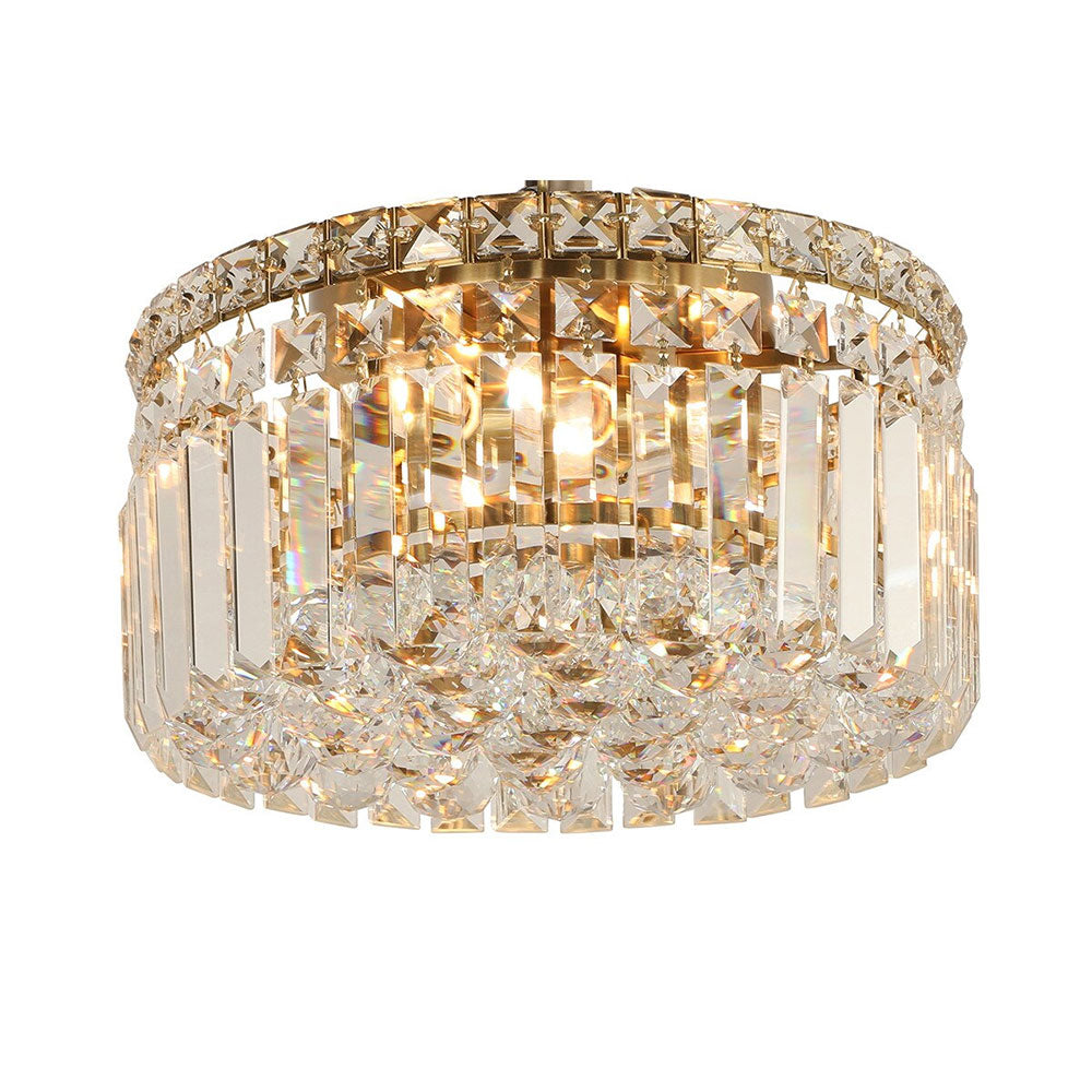 Rotondo Small 30cm Flush 3 Light Crystal Satin Brass
