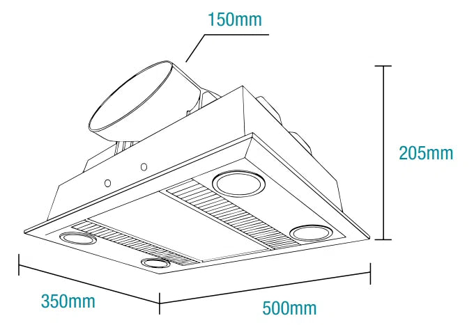 Linux DC – 3 in 1 Bathroom Heater and Exhaust Fan with Tricolour LED Light