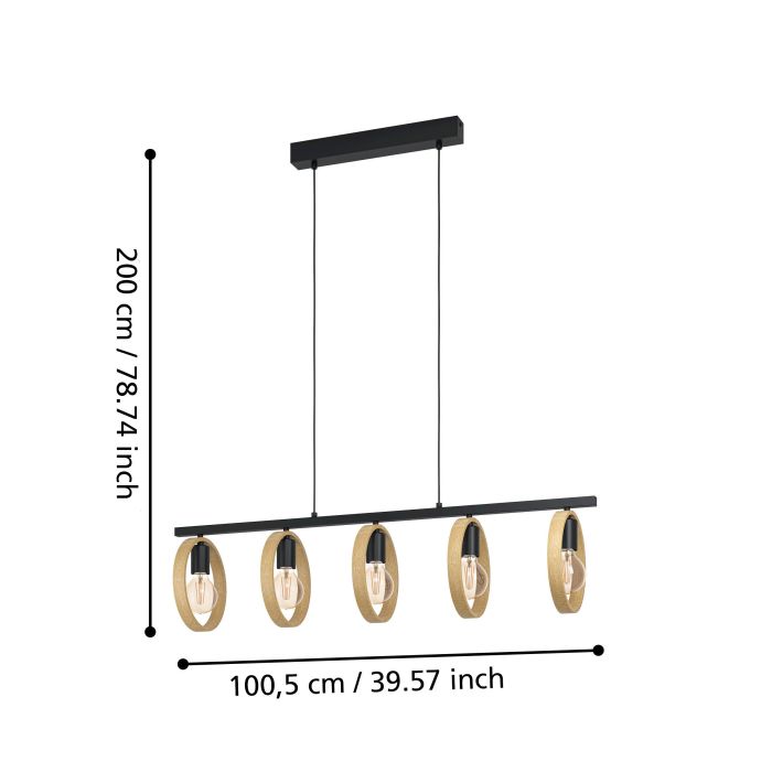 Ipsden 5 Light Wooden Bar Pendant
