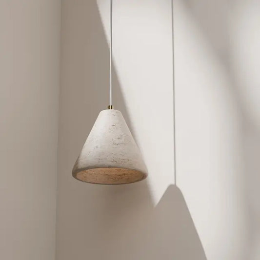 Calibo Orville Modern Travertine Stone Cone Pendant - Natural