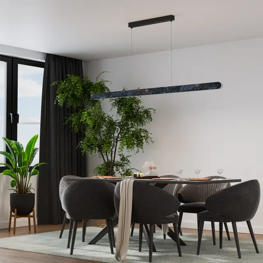 Calibo Lanner 1500mm Crafted Marble LED Linear Pendant - Black 36w