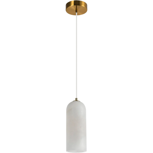 Calibo Bower Modern Alabaster Stone 1 Light Pendant Light | Brass