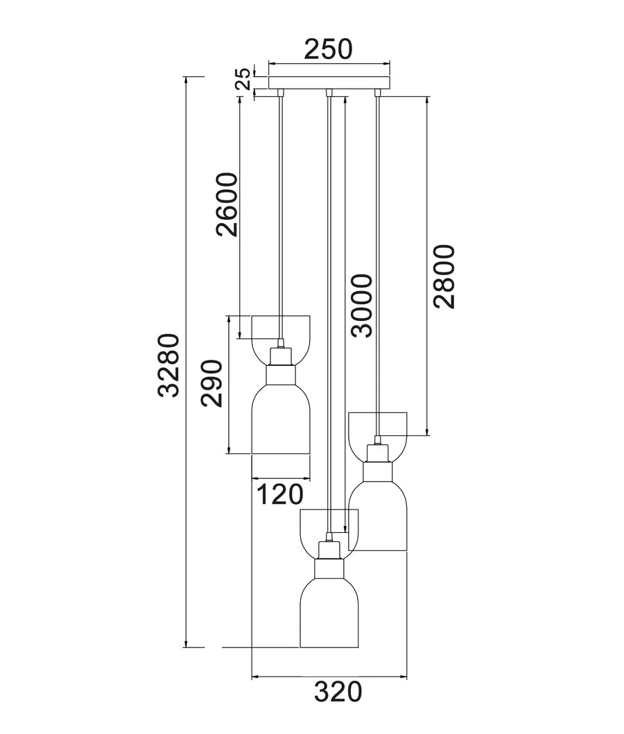 Clessidra 3 Light Drop Pendant