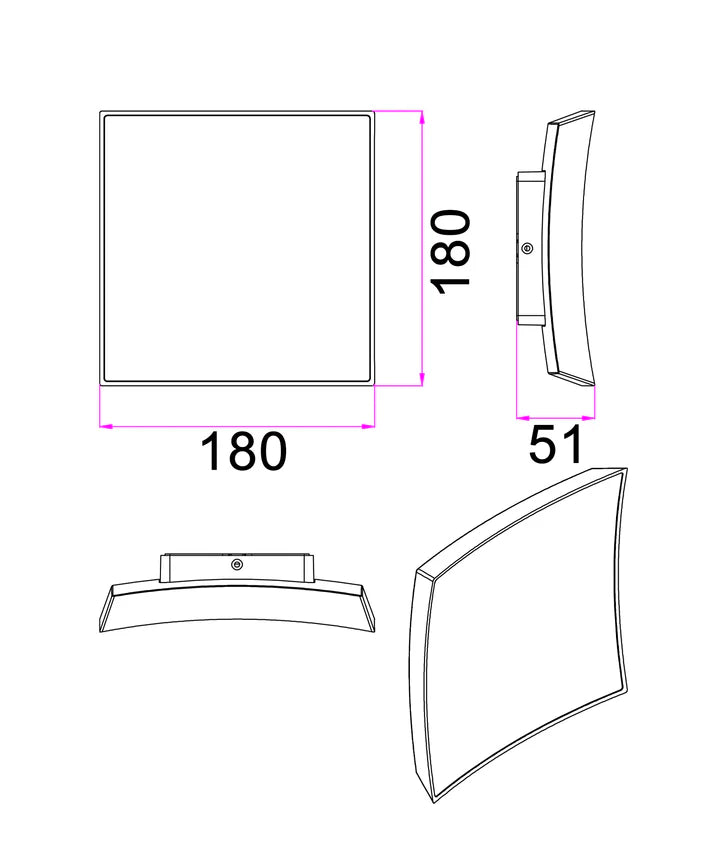 Cristal LED Square Wall Light