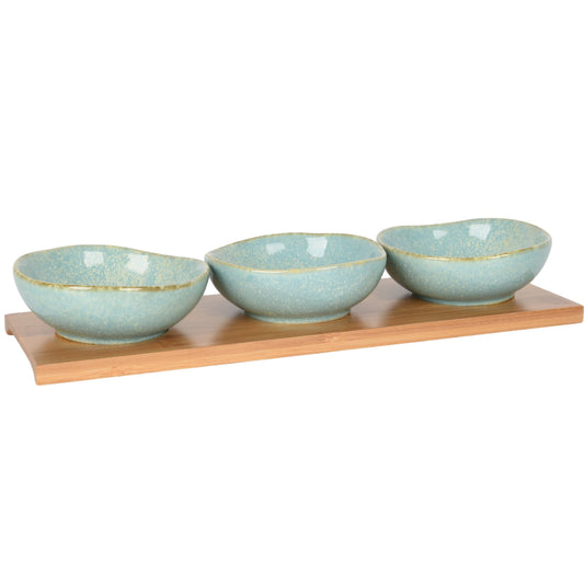 Ceramic Round Bowl & Tray Set or 3