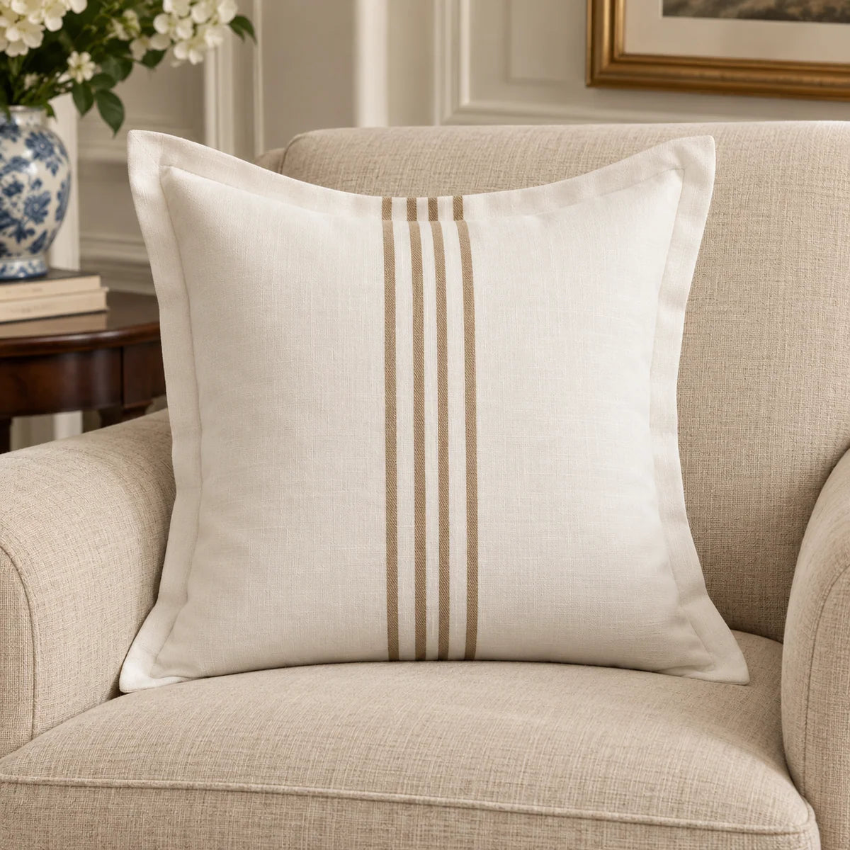 Linen Aura White 50x50 Cushion