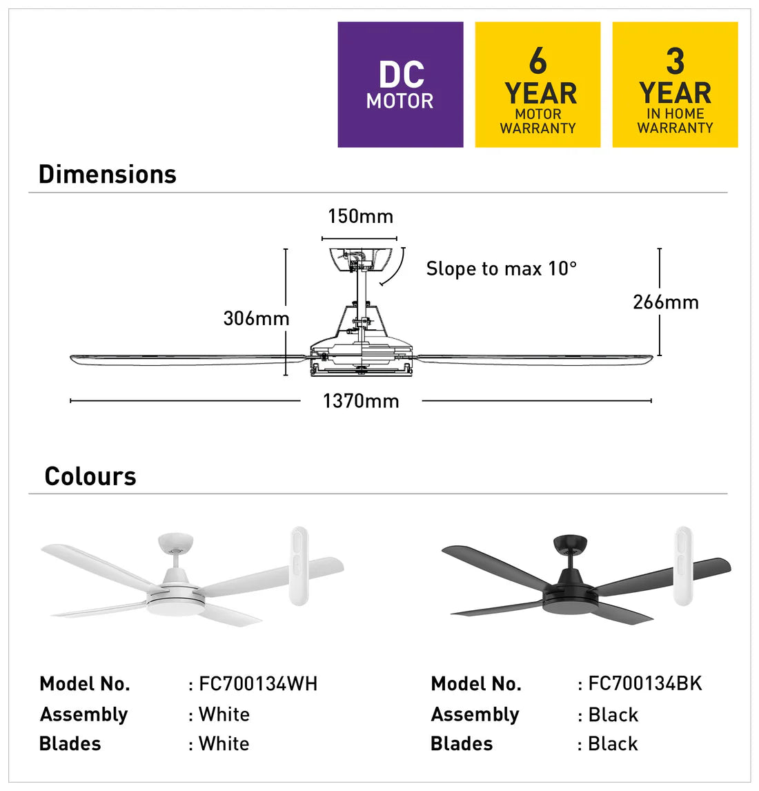 Nemoi DC Ceiling Fan 137cm