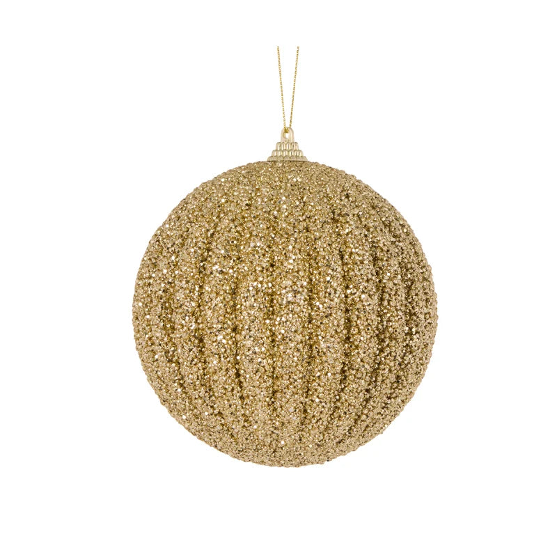 Gold Textured Ribbed Bauble