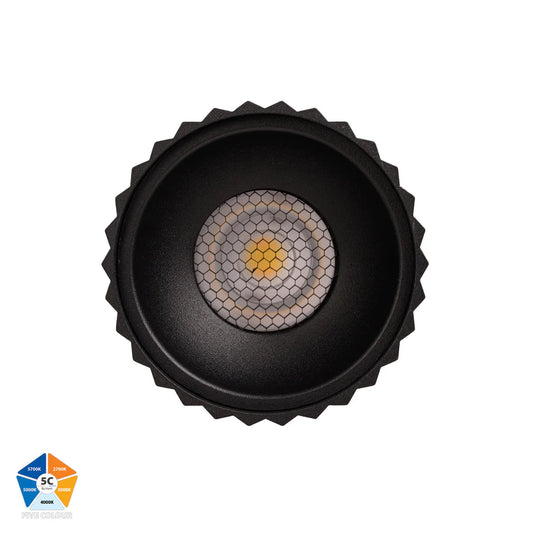 Nella Black 12w Surface Mounted LED Downlight - Long Ribbed
