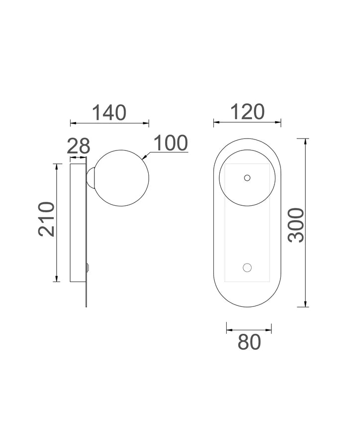 Ovalis Opal Wall Light with Switch