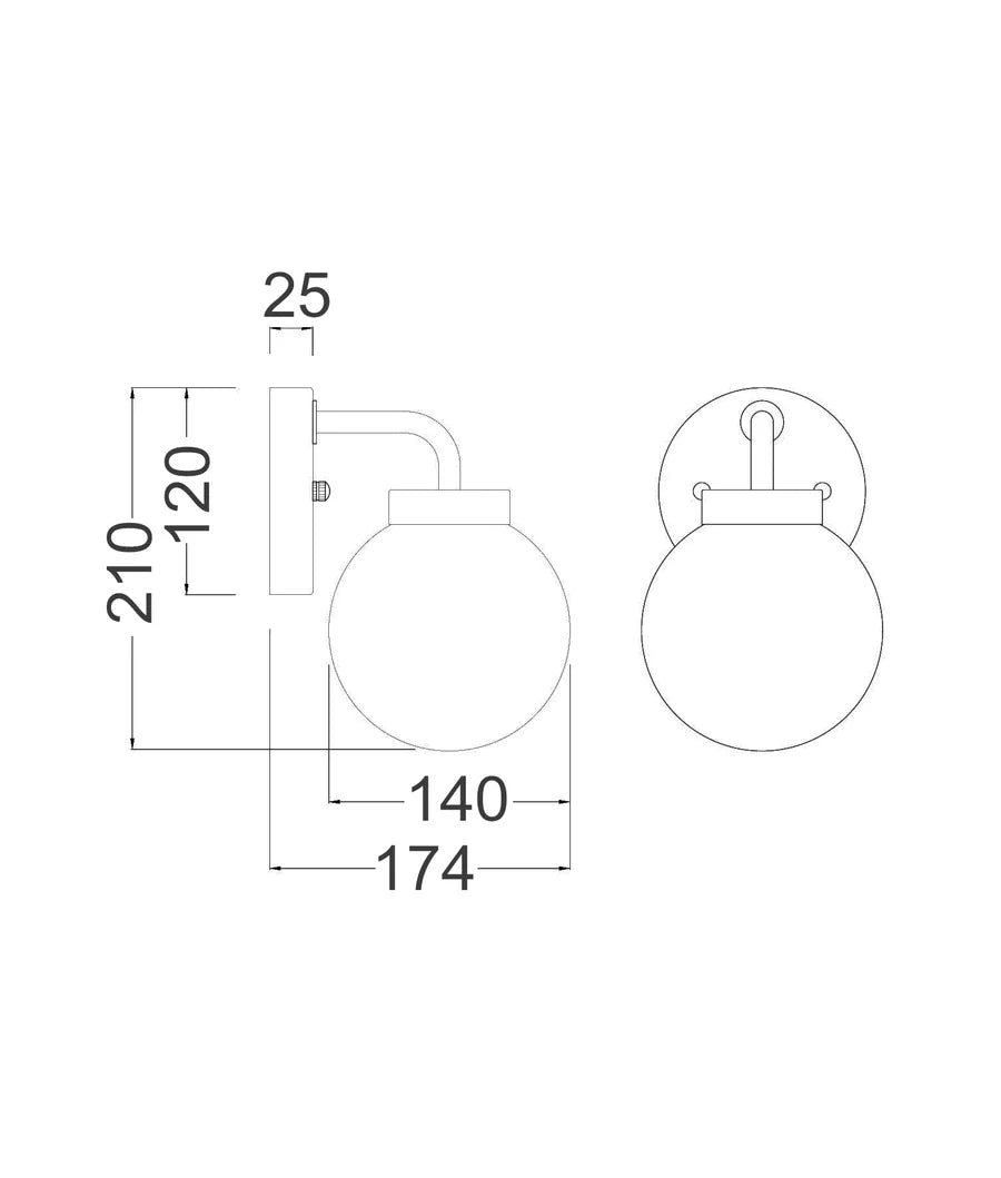 Palla Marble Sphere Brass Wall Light
