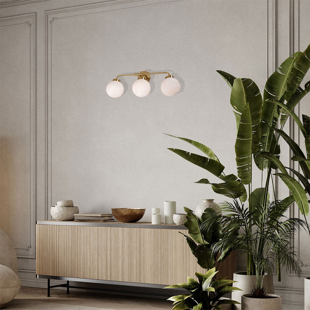 Palla Triple Marble Sphere Brass Wall Light