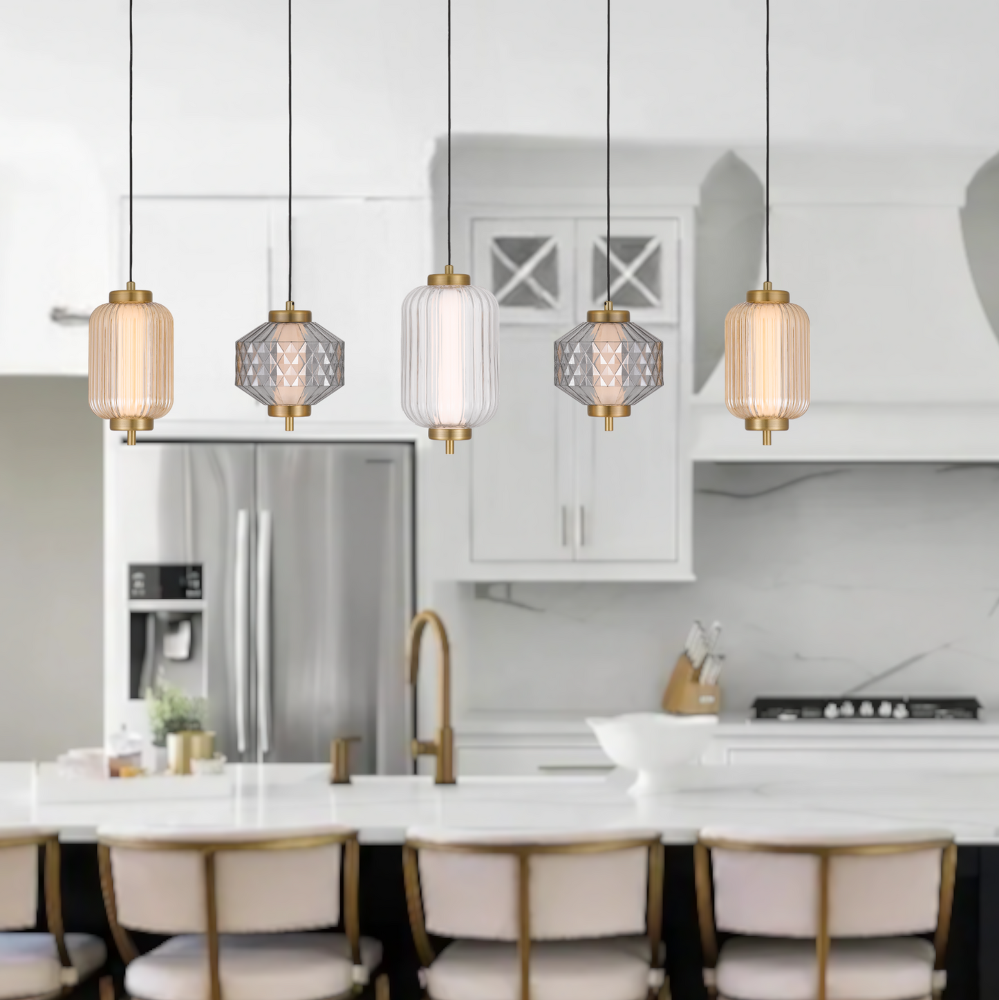 Torso LED 5 Light Bar Pendant