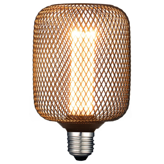 Vintage LED Cylinder Black Mesh E27 Globe