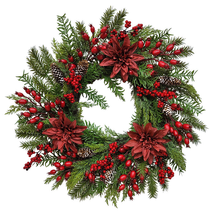 Poly Burgundy Berry Wreath 61cm