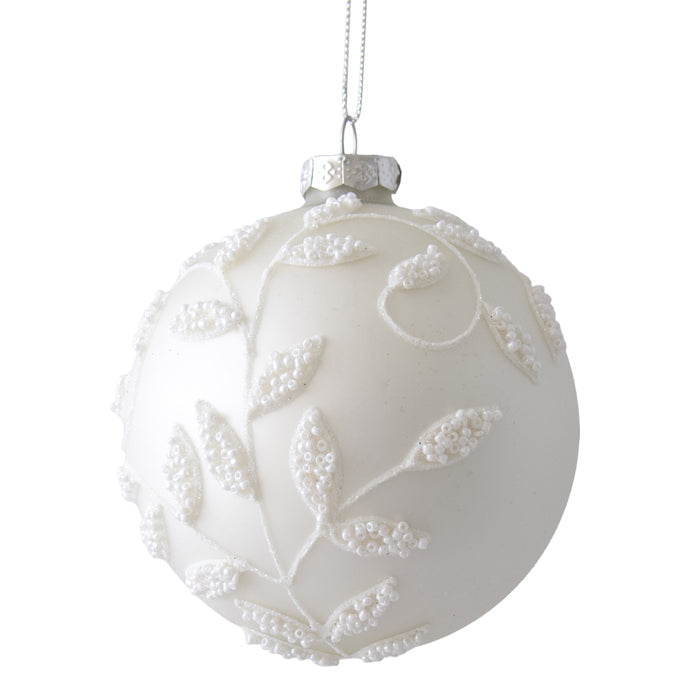 White Pearl Berry Glass Bauble