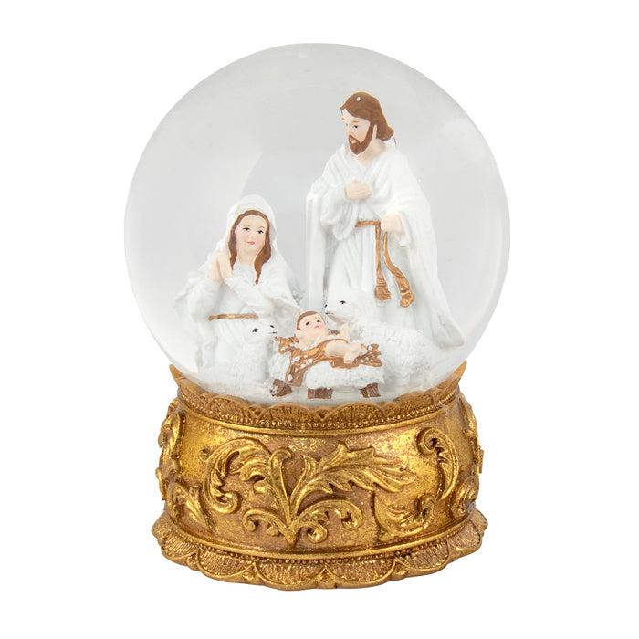 Resin Gold Nativity SnowGlobe
