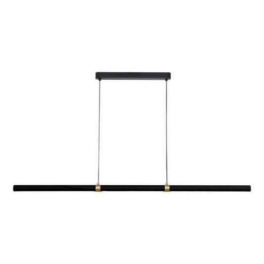 Calibo Aquila 1500mm Timber Tubular LED Linear Pendant with Brass Finish Collar
