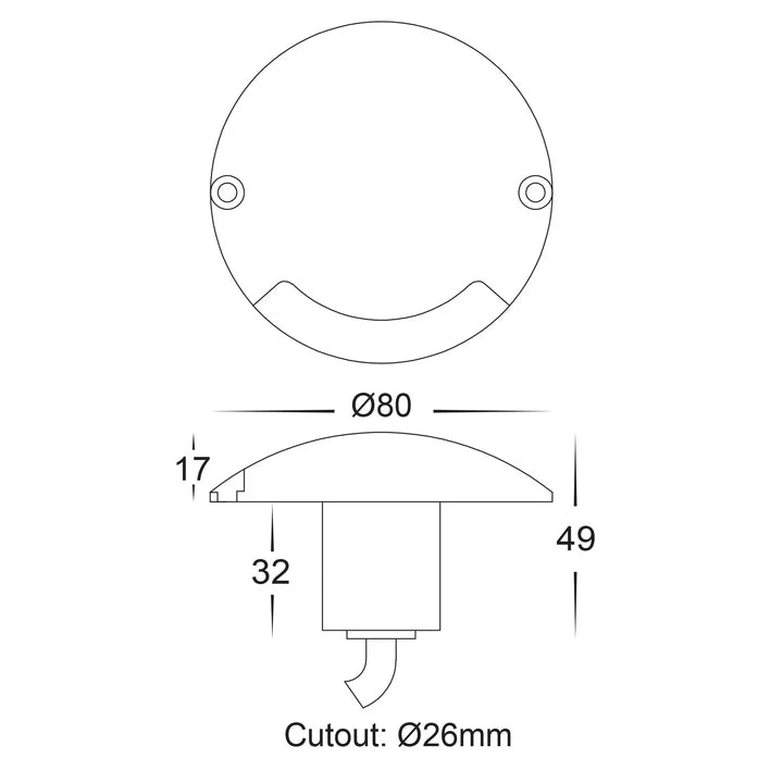 Dome 12v 3w TRI 1 Way LED Inground Light