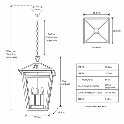 Trinity P3 IP44 3 Light Pendant LARGE