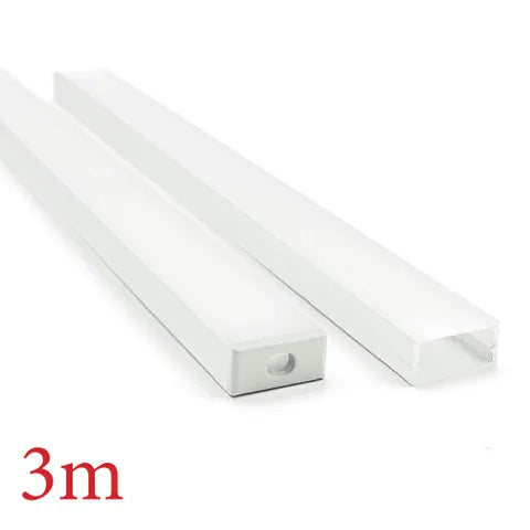 Square Aluminium Profile with Diffuser - Sold Per Metre