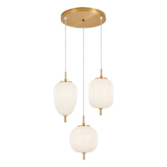 Pino 3 Light Opal/Brass Pendant