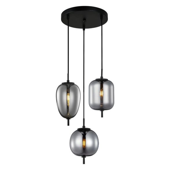 Pino 3 Light Smoke/Black Pendant