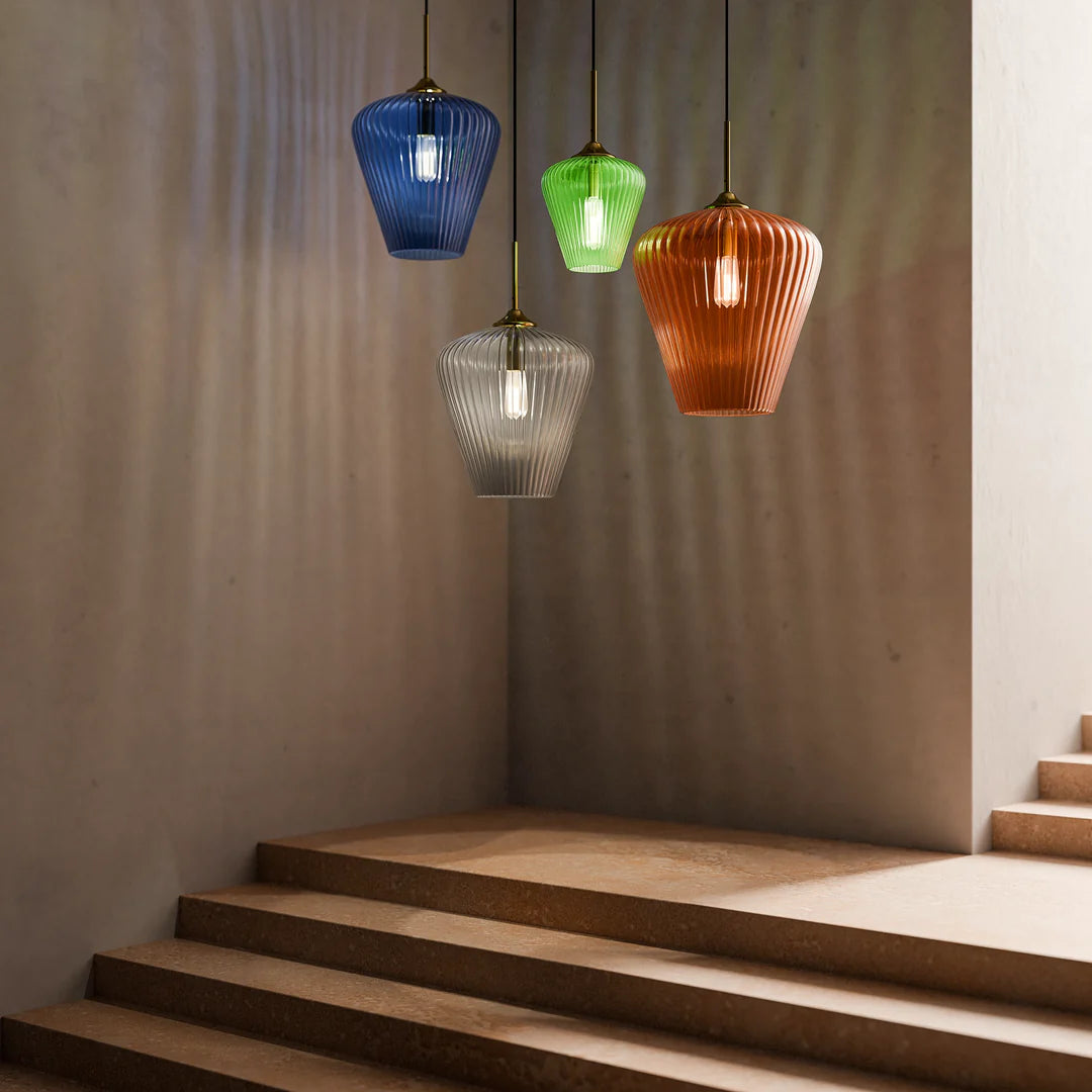 Ribbon Fluted Glass Pendant Light 360mm