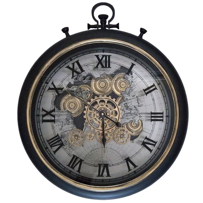 TQ-E155: D53cm Round Marco Map Industrial Wall Clock