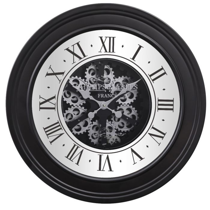 TQ-Y617 ROUND FRENCH MIRRORED INDUSTRIAL CLOCK