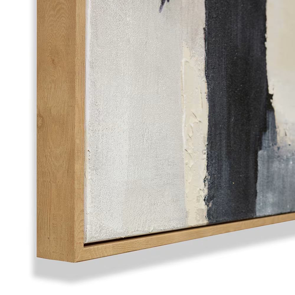 Hana Hand Painted Wall Art Cream Black