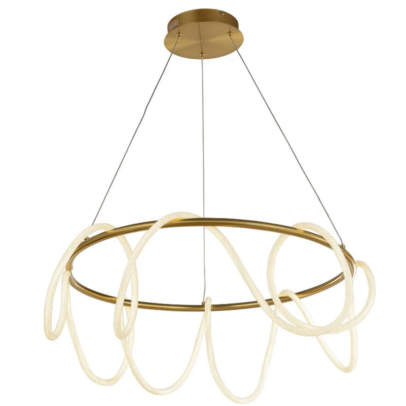 Round LED Rope Light Pendant Satin Brass