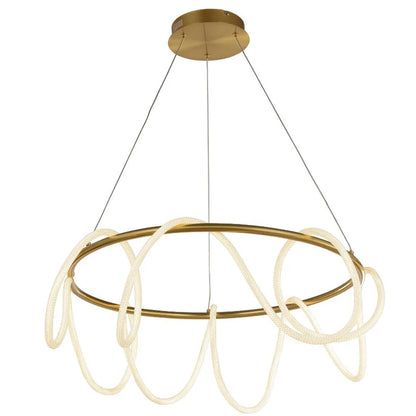 Round LED Rope Light Pendant Satin Brass