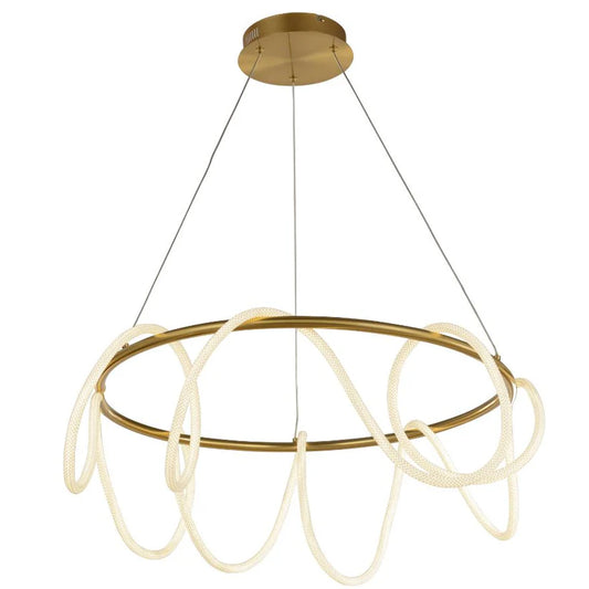 Round LED Rope Light Pendant Satin Brass