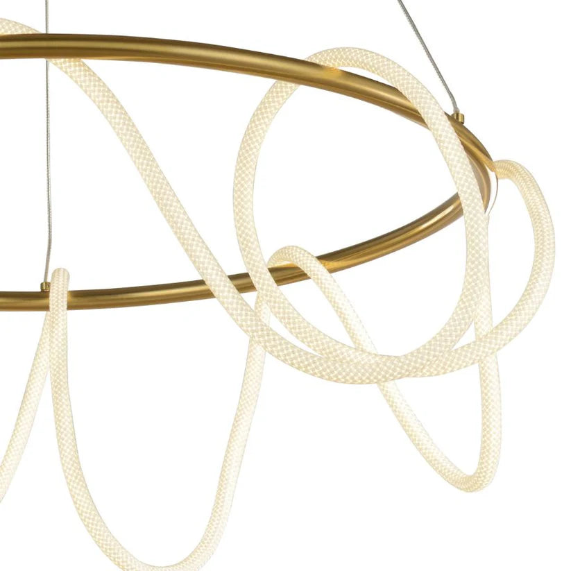 Round LED Rope Light Pendant Satin Brass