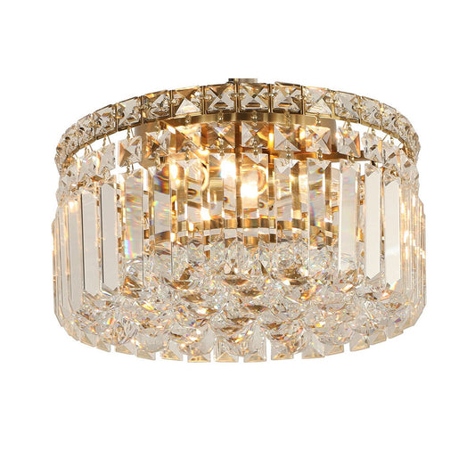 Rotondo Small 30cm Flush 3 Light Crystal Satin Brass