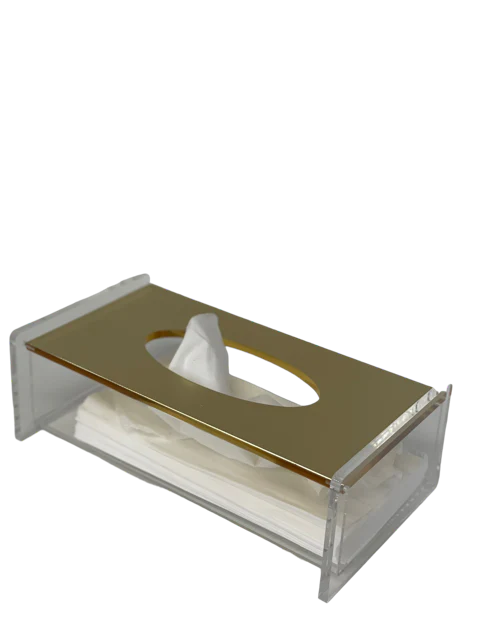 Gold Tissue Box with Flip Lid
