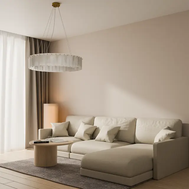 Calibo Mirage 18 Light Alabaster Stone 800mm Round Pendant | Brass
