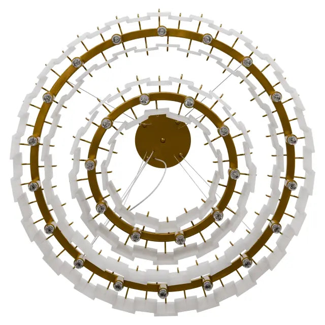 Calibo Mirage 28 Light Tiered Alabaster Stone Round Pendant | Brass