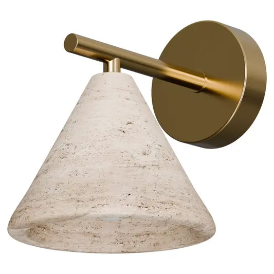 Calibo Orville Modern Travertine Stone Cone Wall Light - Natural