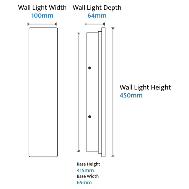 Calibo Orville 450mm Slim Travertine Wall Light IP65