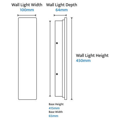 Calibo Orville 450mm Slim Travertine Wall Light IP65