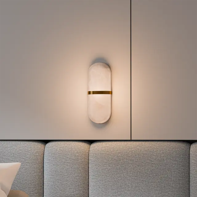 Calibo Bower Alabaster Stone Capsule Wall Light