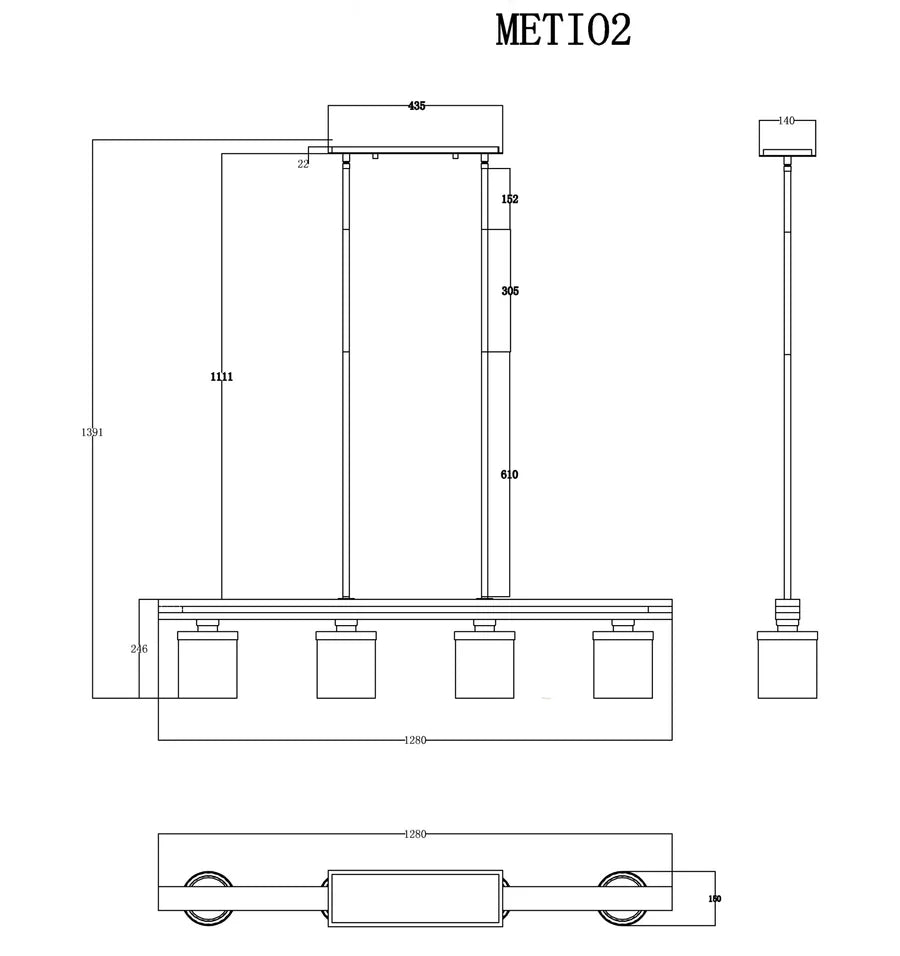 Meti 4 Light Pendant