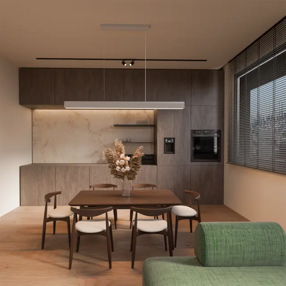 Calibo Munia Sculptural Ribbed LED Linear Pendant with Paintable Gypsum Surface | White