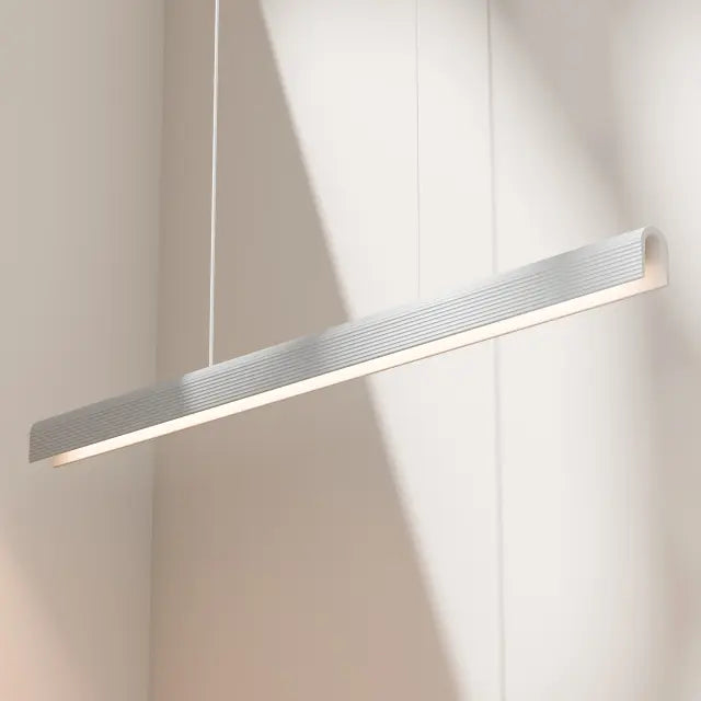 Calibo Munia Sculptural Ribbed LED Linear Pendant with Paintable Gypsum Surface | White