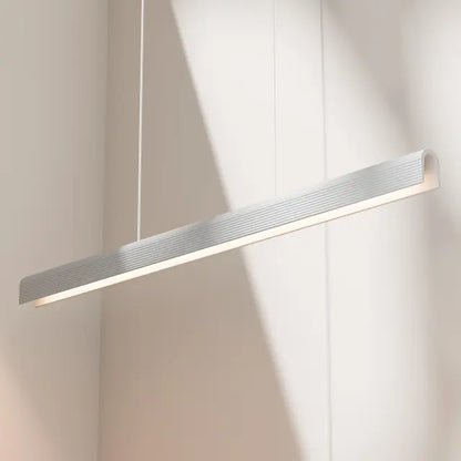 Calibo Munia Sculptural Ribbed LED Linear Pendant with Paintable Gypsum Surface | White