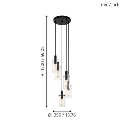 Montefino 5 Light Drop Glass Pendant