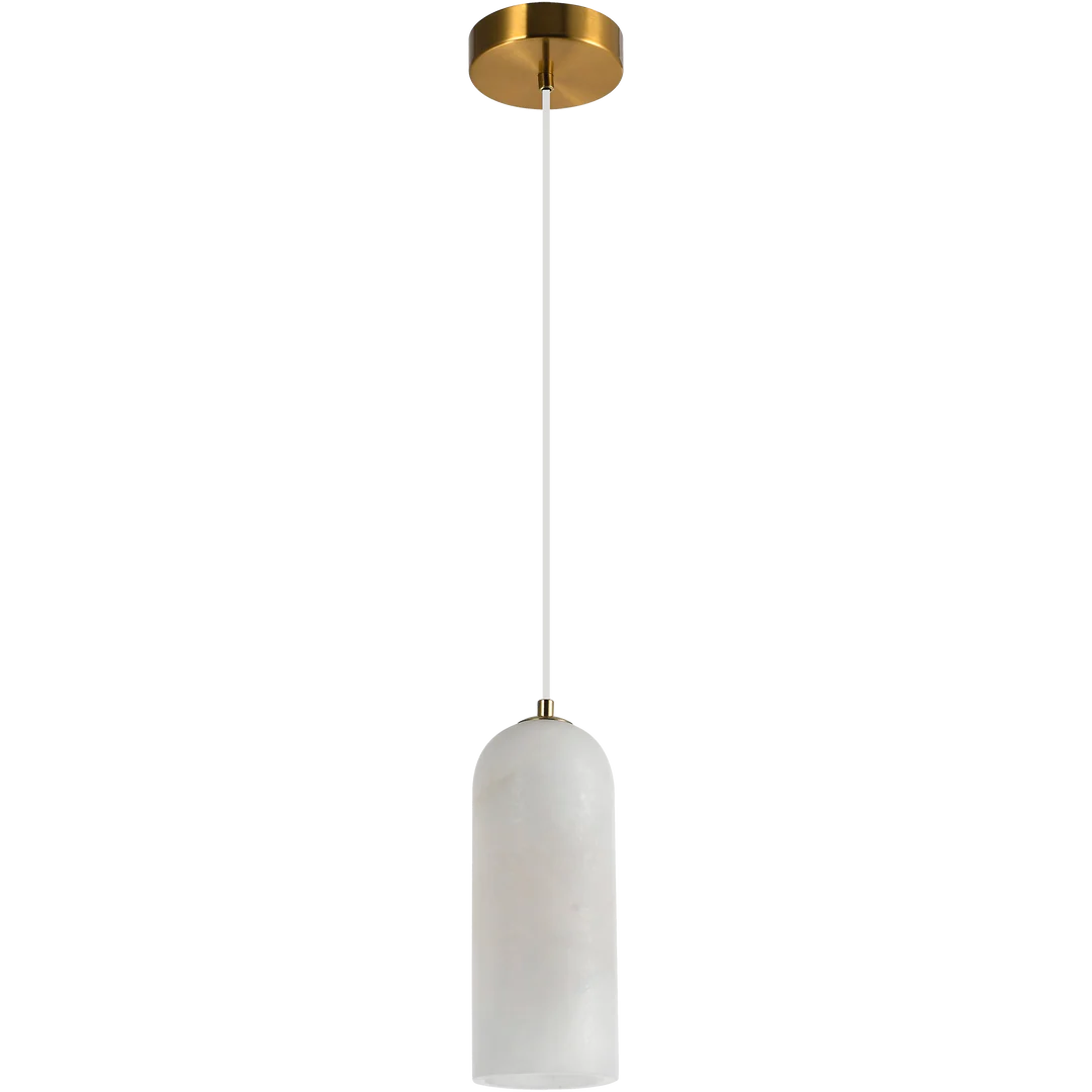 Calibo Bower Modern Alabaster Stone 1 Light Pendant Light | Brass
