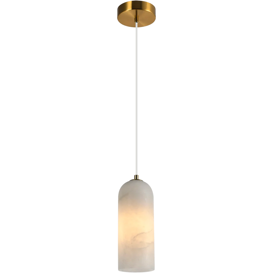 Calibo Bower Modern Alabaster Stone 1 Light Pendant Light | Brass